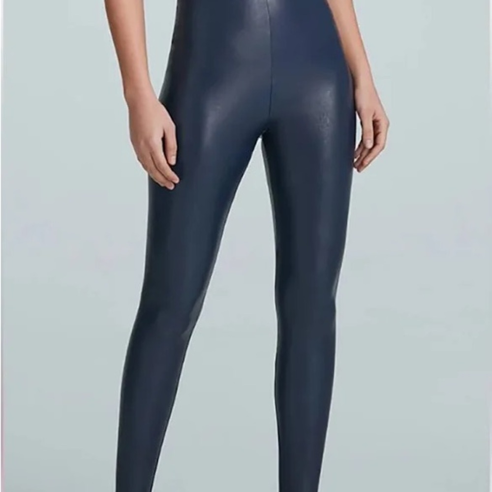 Commando Navy Faux Leather Leggings